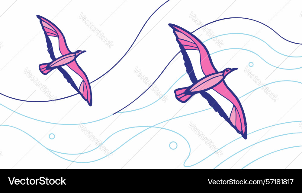 Dynamic birds in flight - abstract avian movement Vector Image
