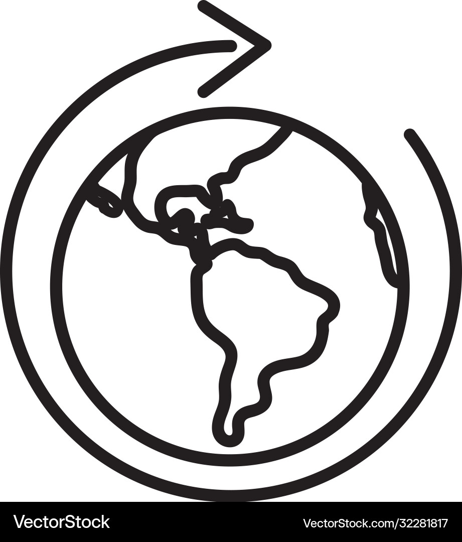 Earth planet with circle arrow around line style Earth planet with circle arrow around line style Vector Image