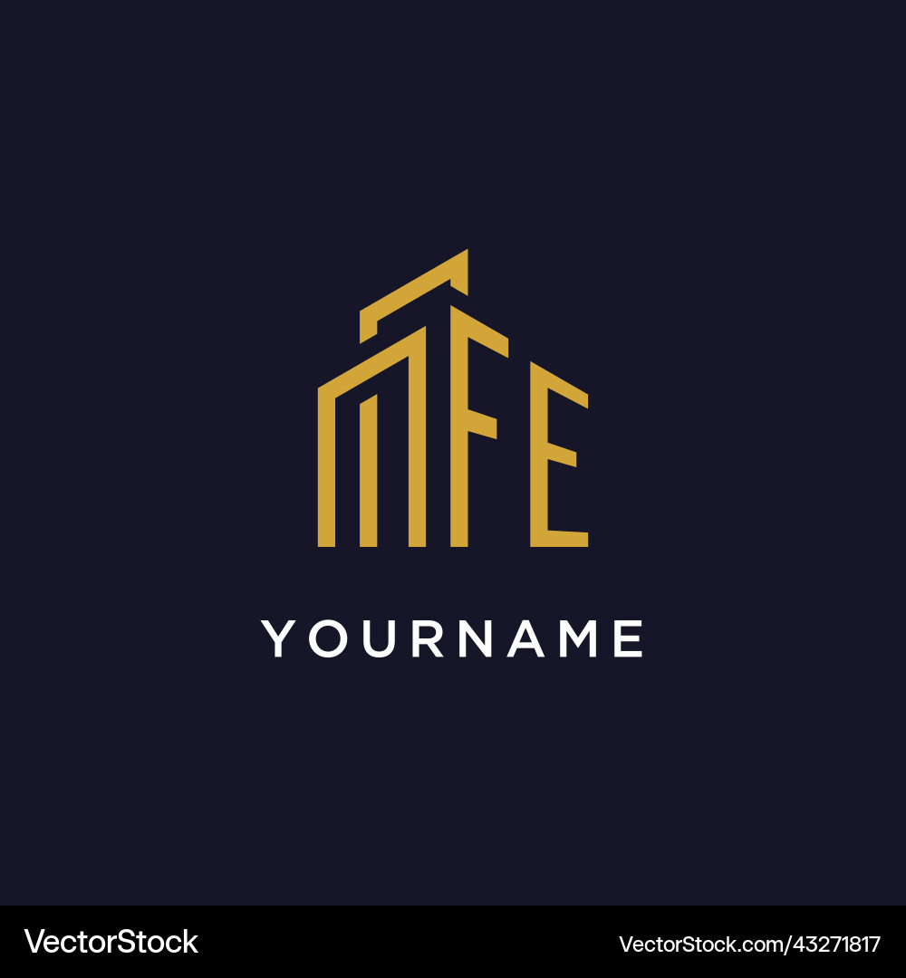 Fe initial monogram with building logo design Vector Image