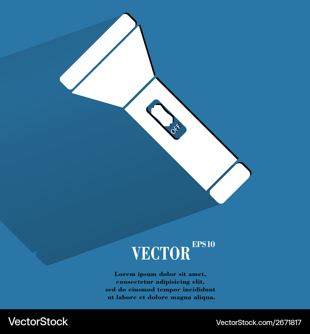 Flashlight flat modern web button with long vector image