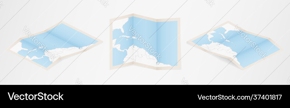 Folded map dominica in three different versions Folded map dominica in three different versions vector image