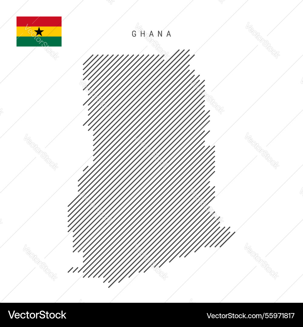 Ghana map from pattern of black slanted parallel Vector Image