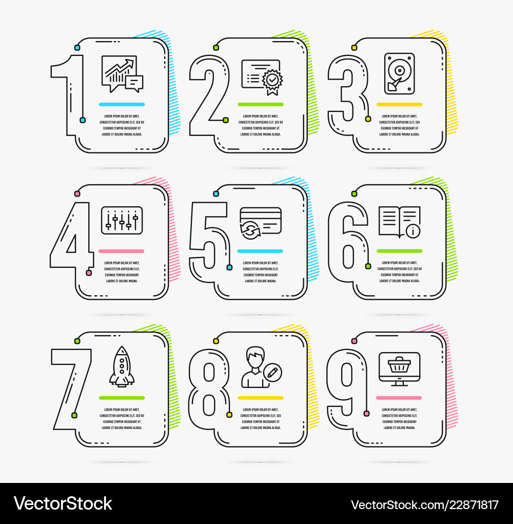 Hdd change card and certificate icons technical Hdd change card and certificate icons technical vector image