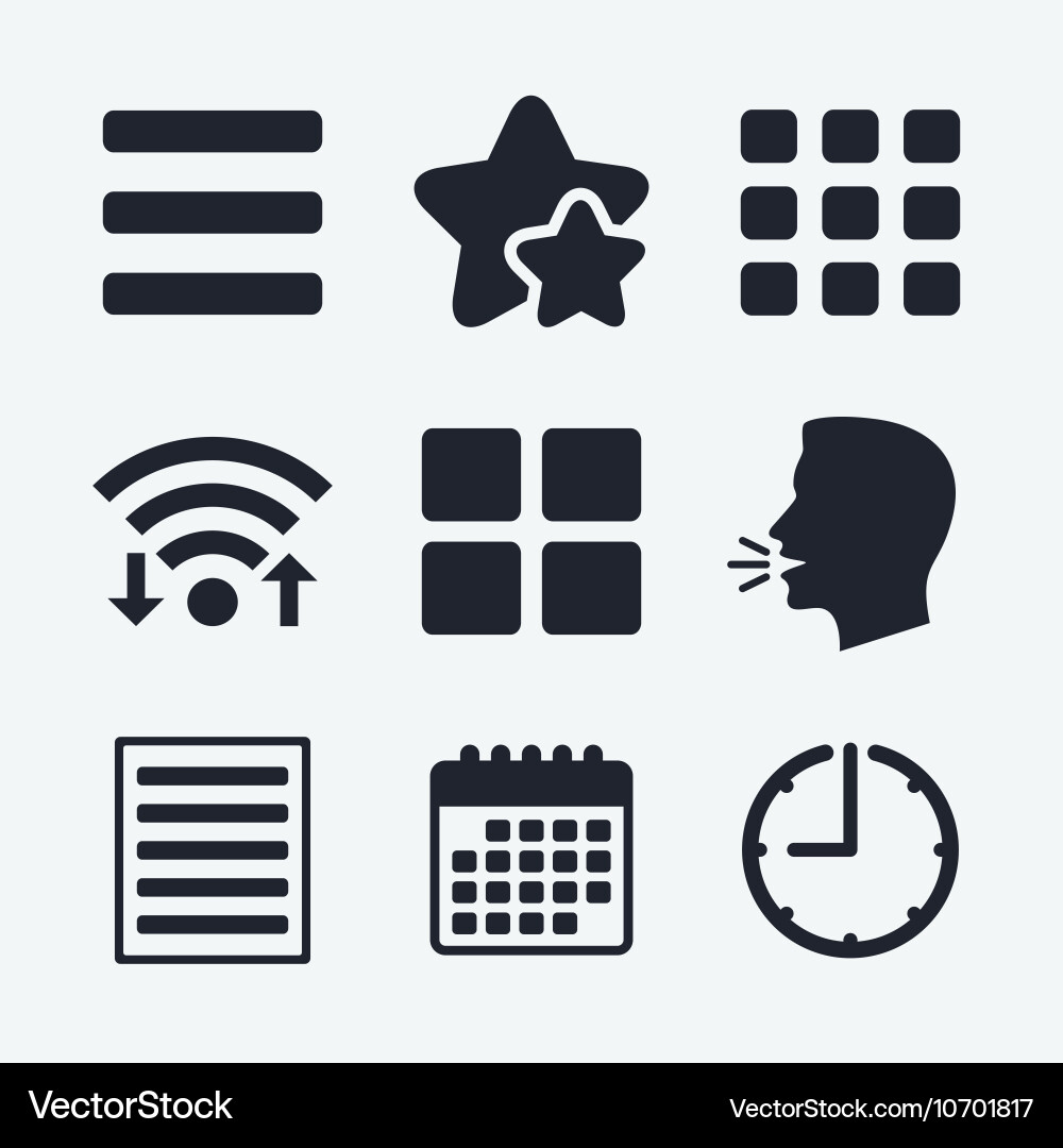 List menu icons content view options Vector Image