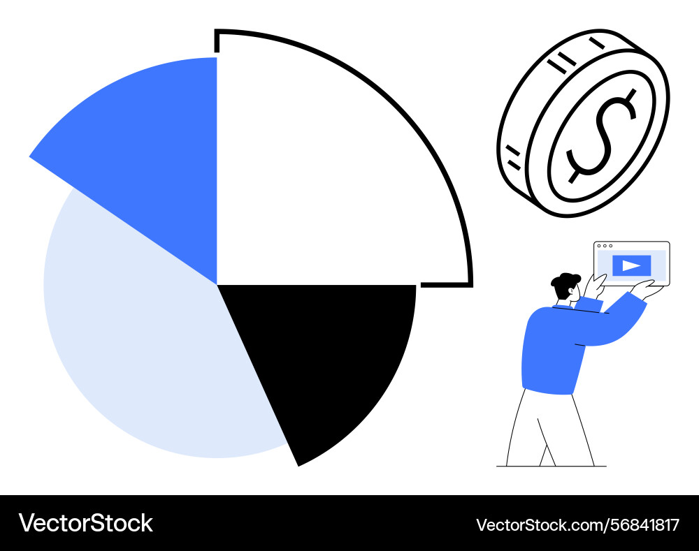 Man analyzing pie chart with financial data Man analyzing pie chart with financial data vector image