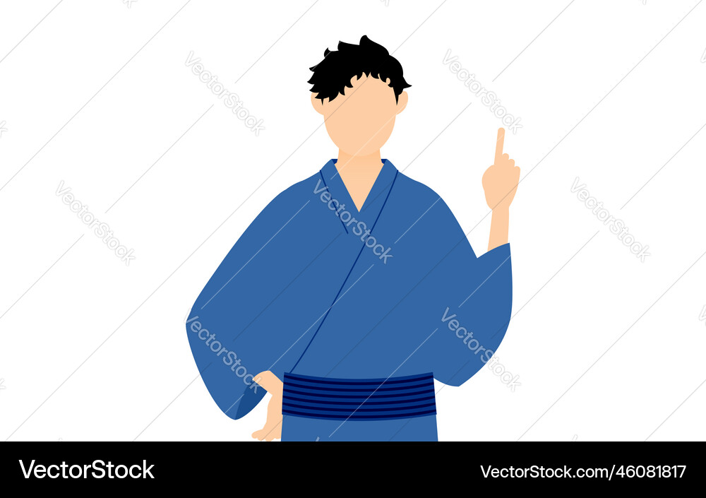 Man in yukata pointing and advising Vector Image