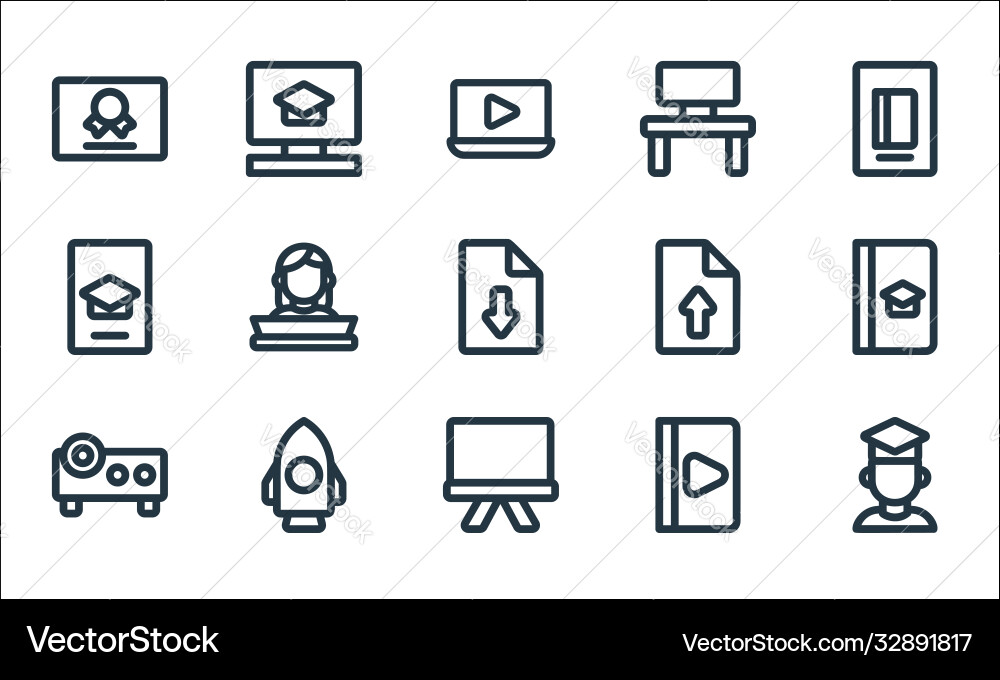 Online learning line icons linear set quality Online learning line icons linear set quality vector image