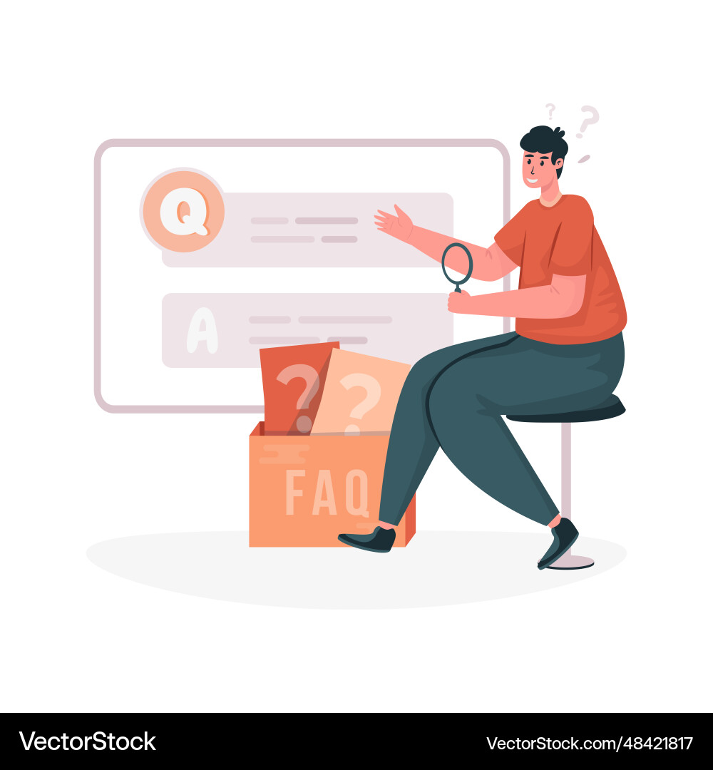 Online question faq website page Online question faq website page Vector Image