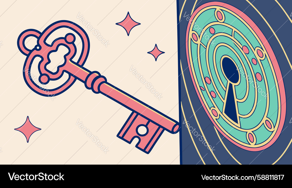 Ornate key and maze puzzle design generative ai Vector Image