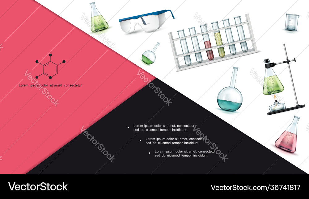 Realistic laboratory research objects composition Realistic laboratory research objects composition Vector Image