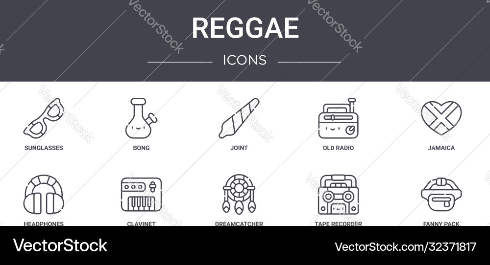 Reggae concept line icons set contains Reggae concept line icons set contains vector image