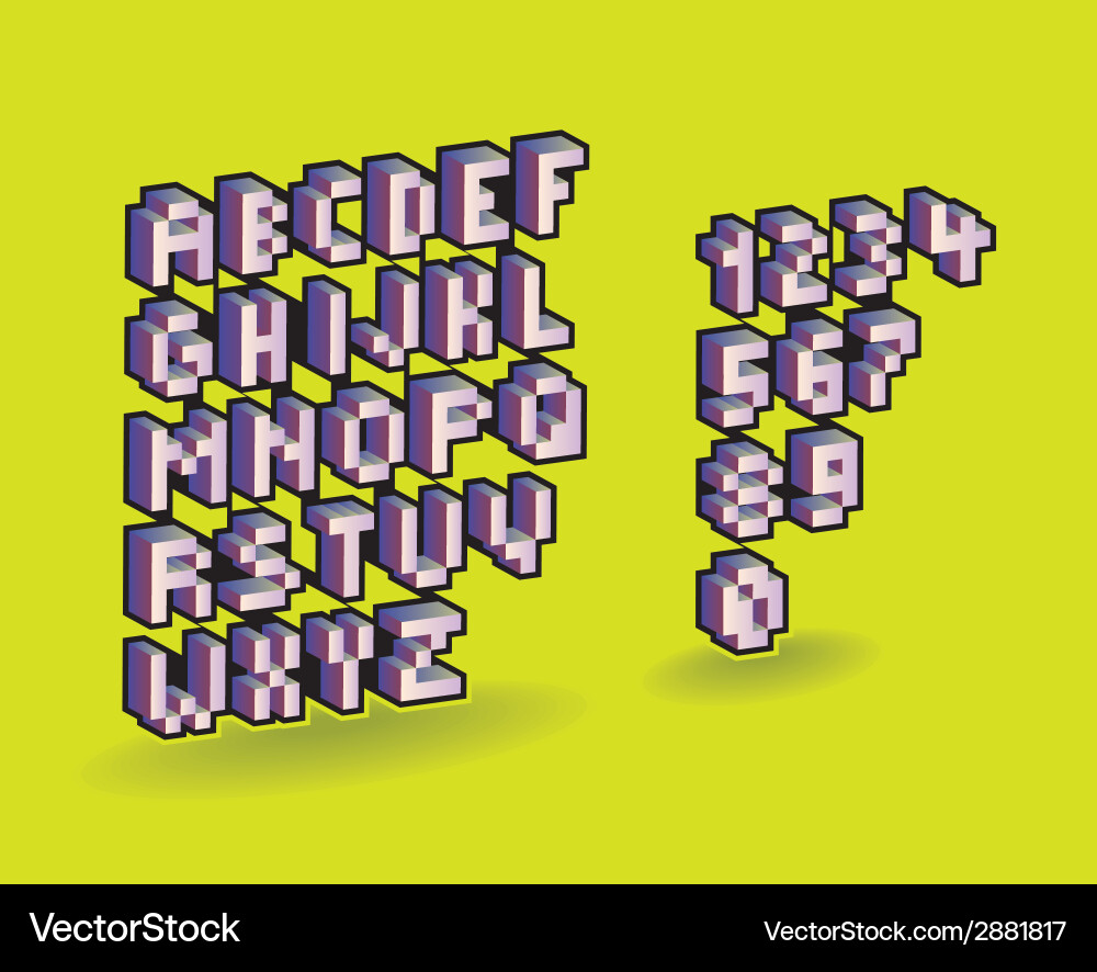 Retro Pixel 3D Font vector image