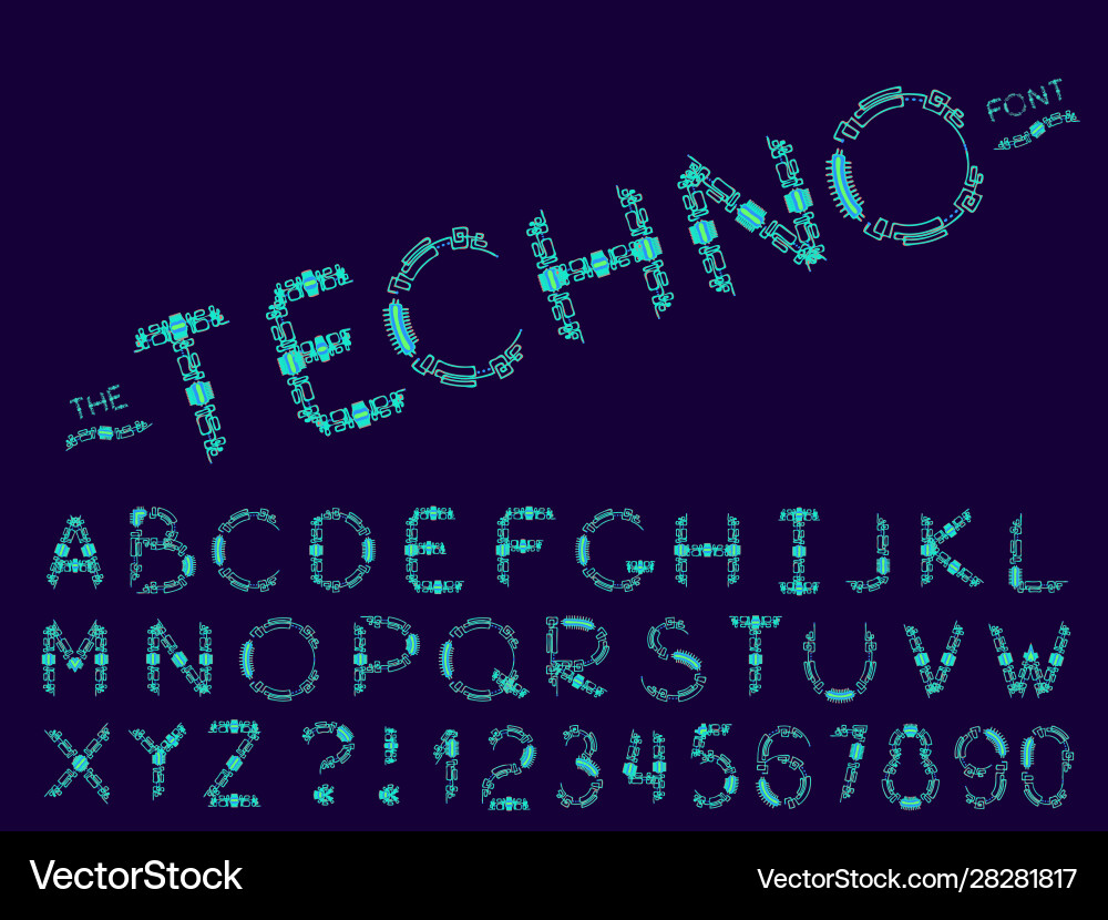 Set abstract font and alphabet Set abstract font and alphabet vector image