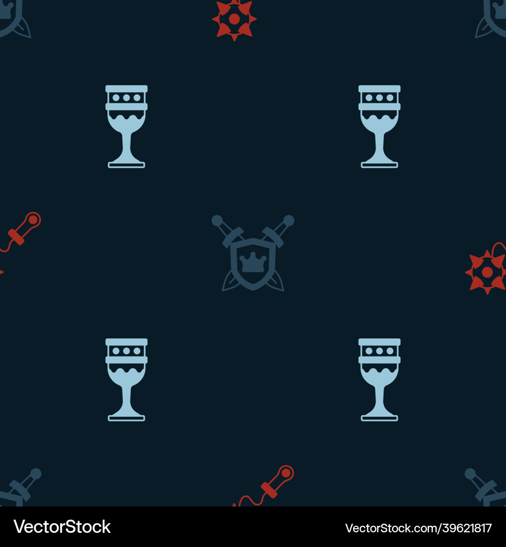 Set mace with spikes shield swords and medieval Vector Image