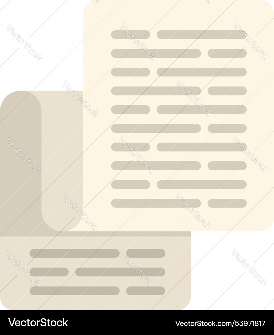 Two pieces of paper with text representing Two pieces of paper with text representing vector image