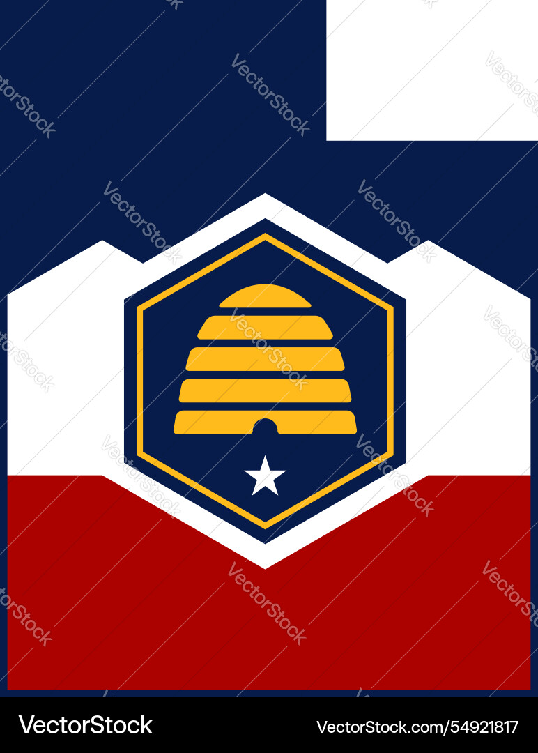 Utah State Flag Map Shape Vector Image