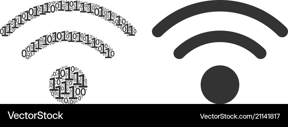 Wi-fi mosaic of binary digits Wi-fi mosaic of binary digits vector image