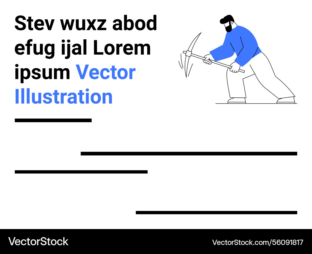 Worker mining with pickaxe and placeholder text Worker mining with pickaxe and placeholder text vector image