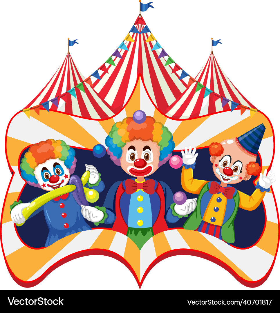 Zirkusbanner mit drei Clowns Performer Zirkusbanner mit drei Clowns Performer vektorbild