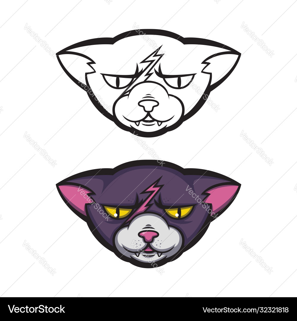 Angry cat with a scar on his forehead grumpy Angry cat with a scar on his forehead grumpy vector image