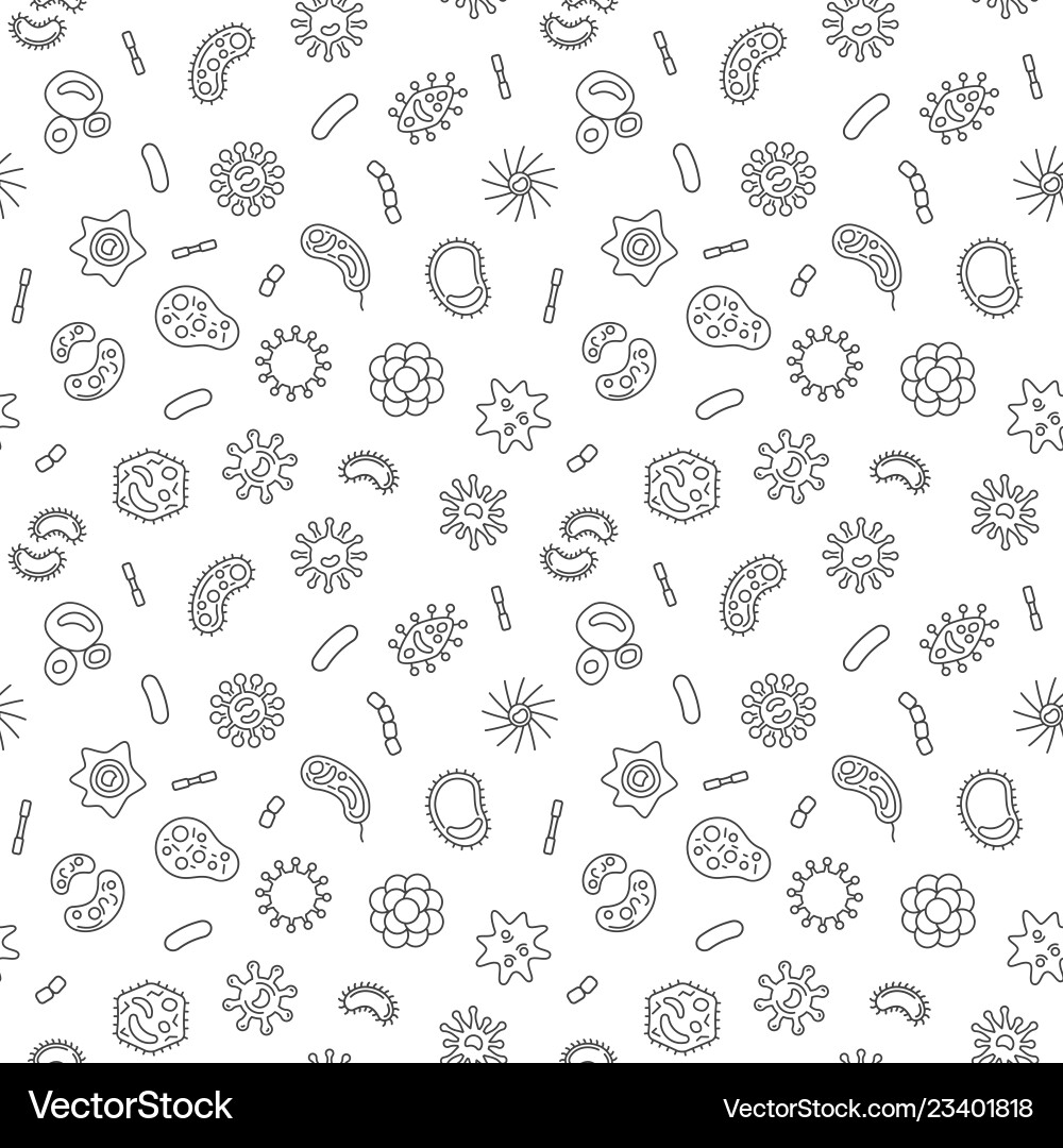 Bacteria simple seamless pattern in thin Bacteria simple seamless pattern in thin vector image