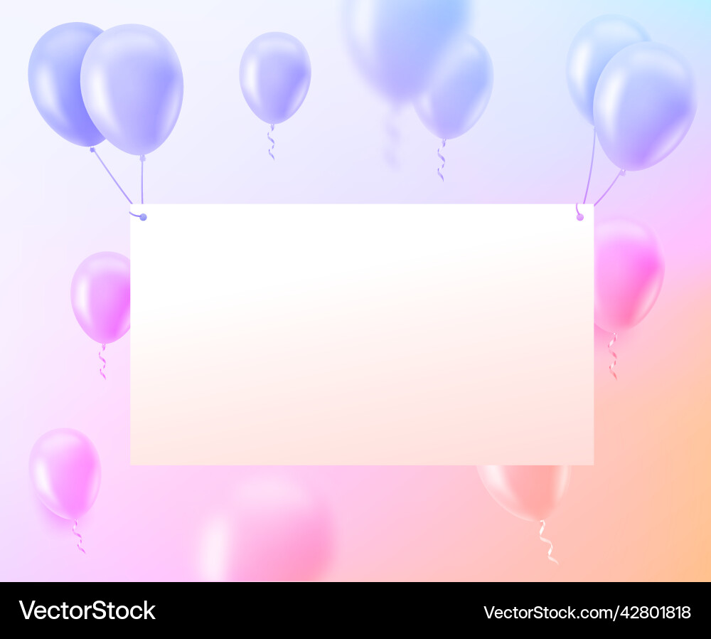 Blank weißes Banner mit Luftballons 3d Blank weißes Banner mit Luftballons 3d vektorbild