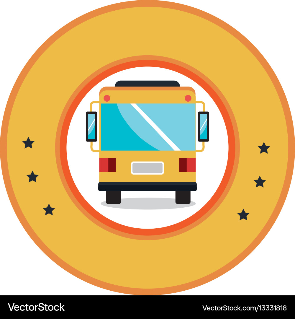 Color circular frame with bus front view Vector Image