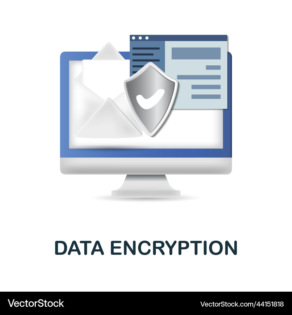 Data encryption icon 3d from cybercrime Data encryption icon 3d from cybercrime Vector Image