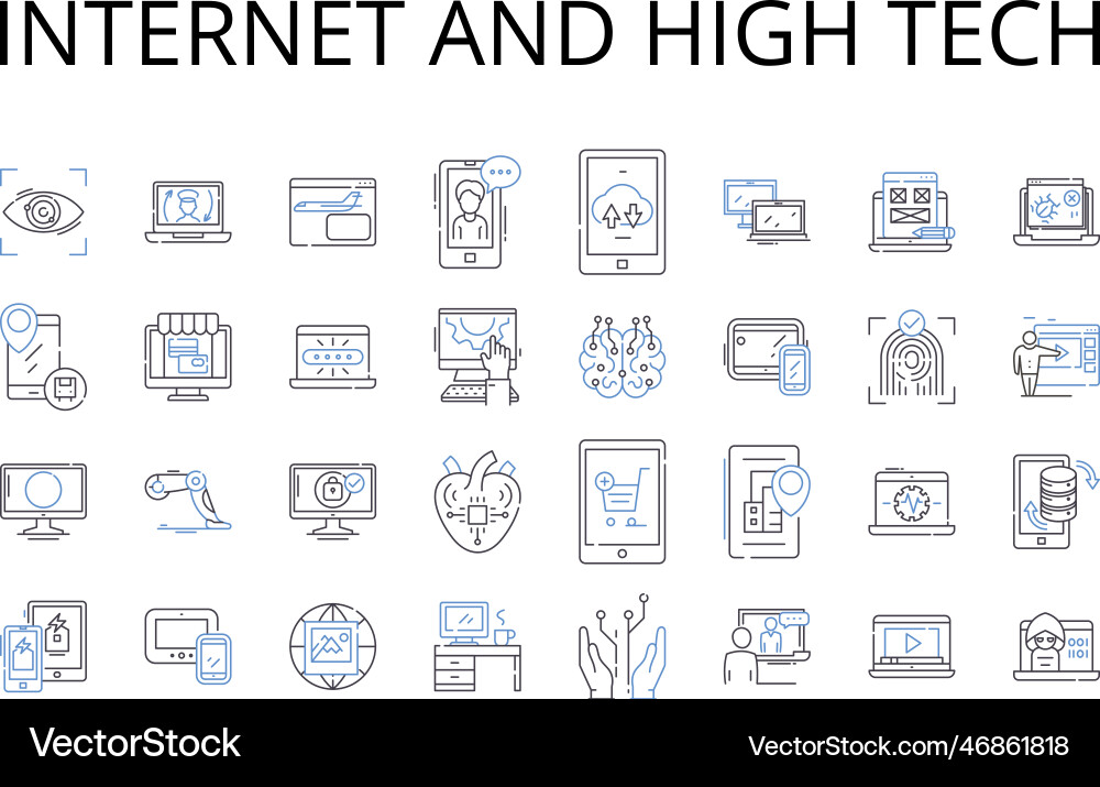 Internet and high tech line icons collection Internet and high tech line icons collection vector image
