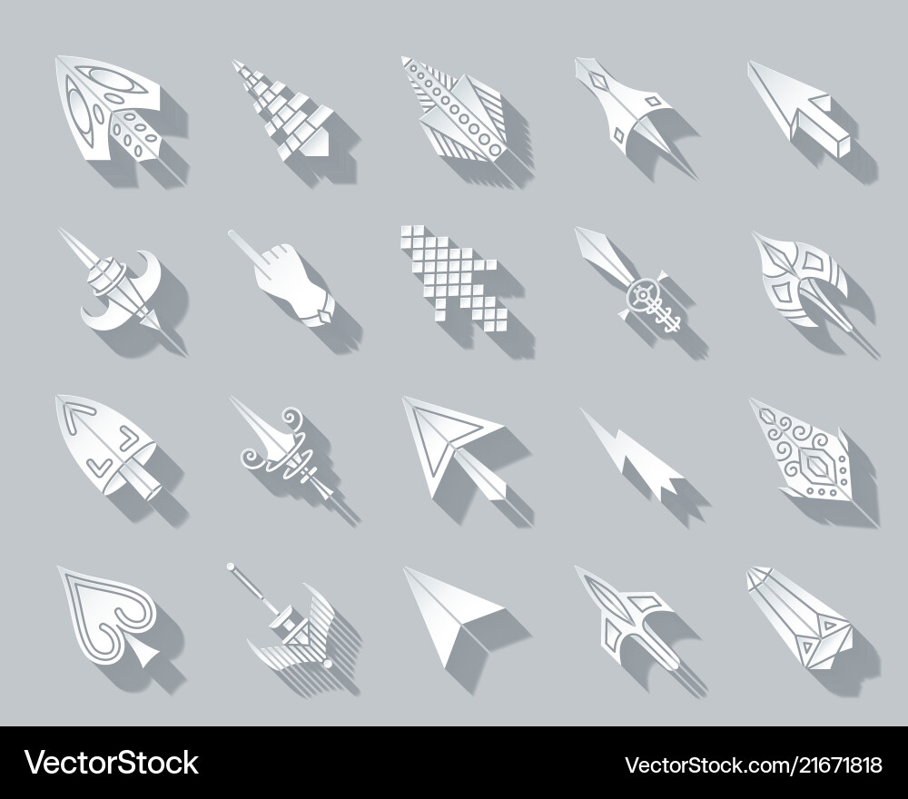 Mouse cursor simple paper cut icons set Mouse cursor simple paper cut icons set vector image