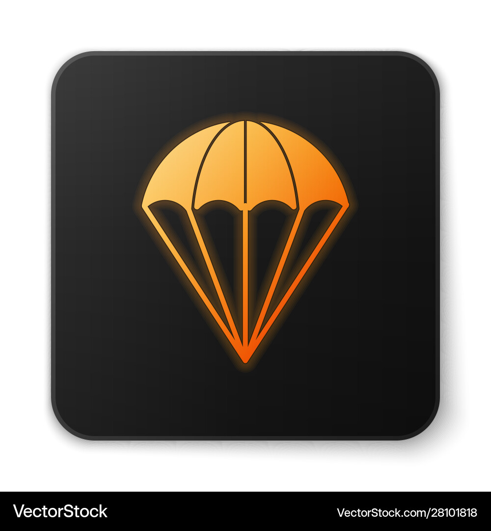 Orange glowing neon parachute icon isolated Orange glowing neon parachute icon isolated vector image
