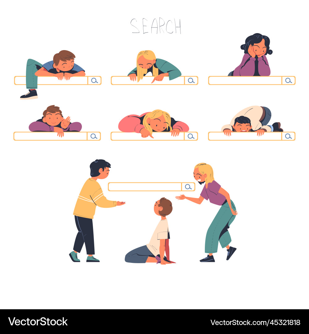 People characters using search bar looking Vector Image