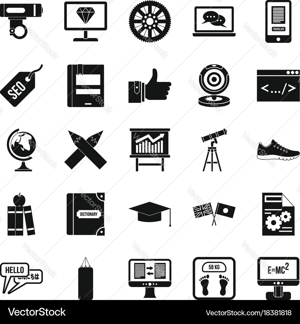Programmier-Icons im einfachen Stil lernen vektorbild