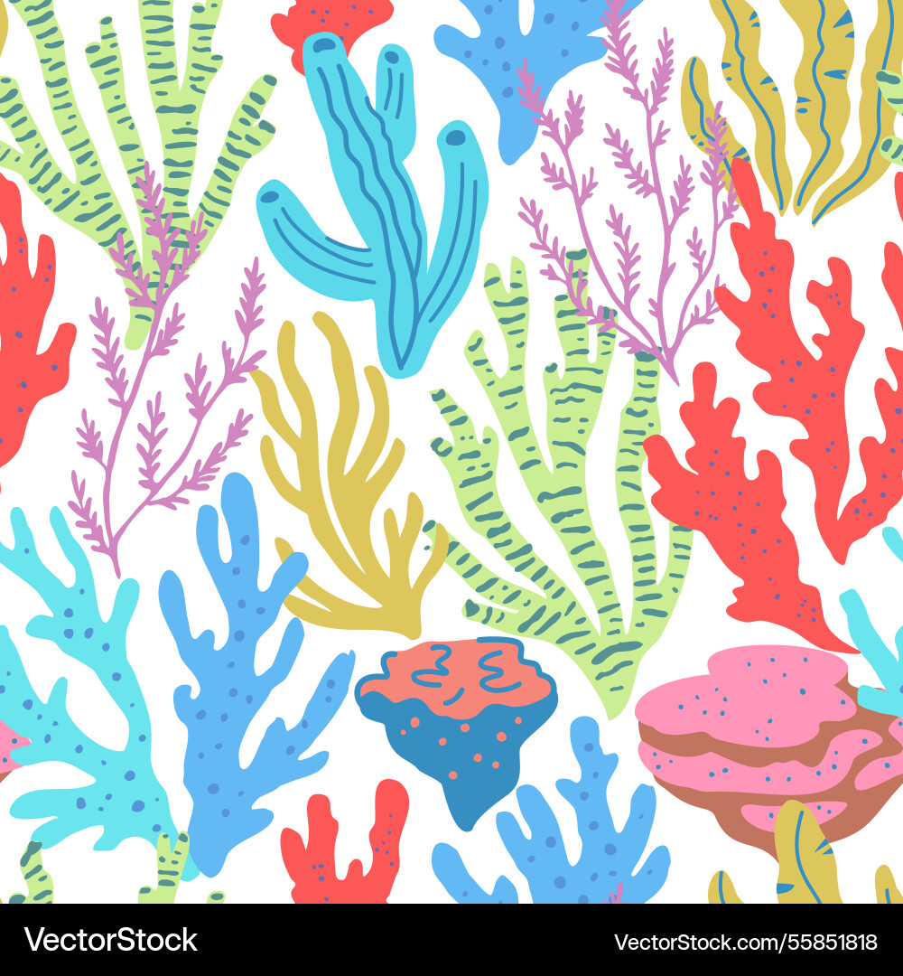 Seamless pattern with colorful sea elements Vector Image