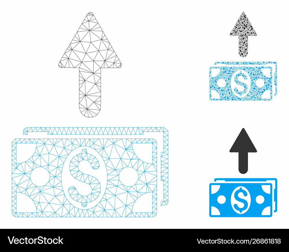 Send banknotes mesh network model vector image