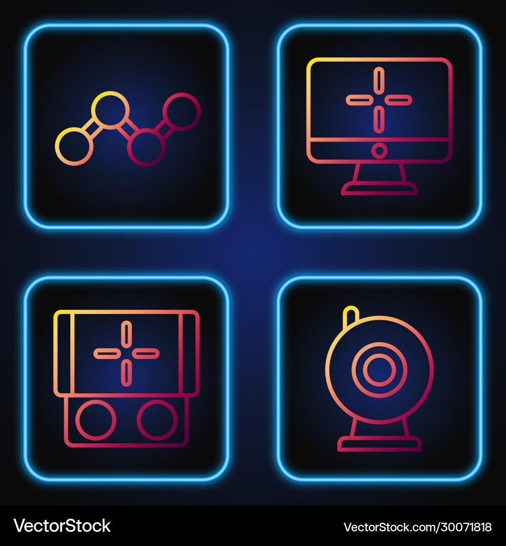 Set line web camera portable video game console Set line web camera portable video game console vector image