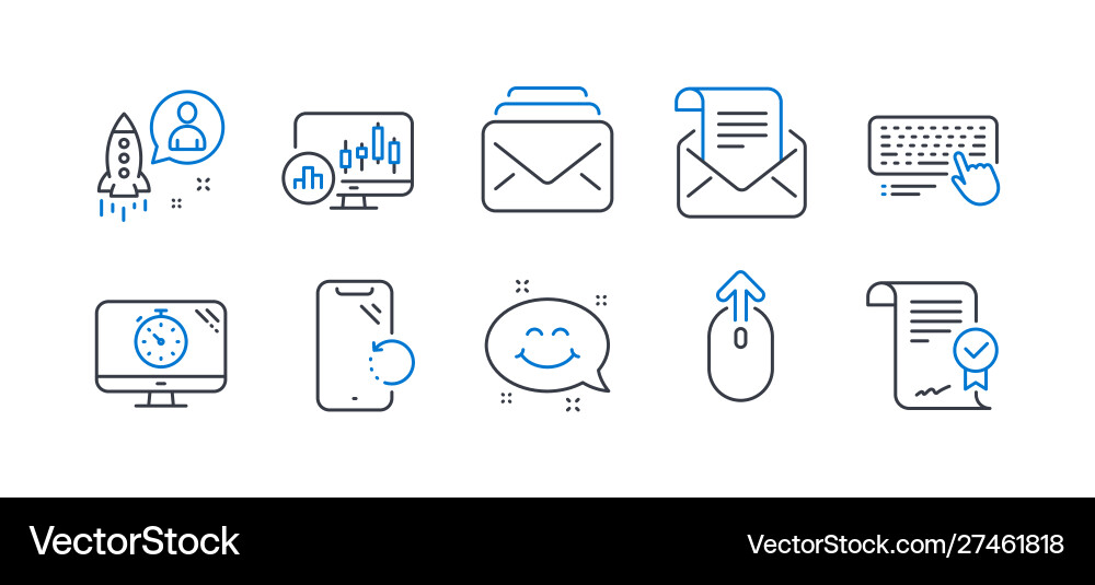 Set technology icons such as computer keyboard Set technology icons such as computer keyboard vector image