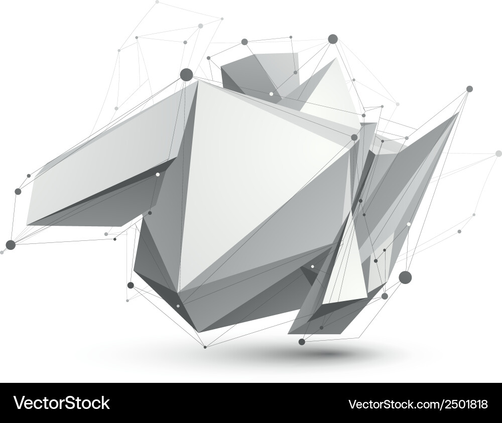 Triangular abstract grayscale 3d shape digital vector image