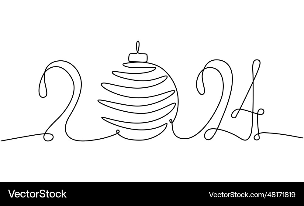 2024 continuous single line sign stock vector image