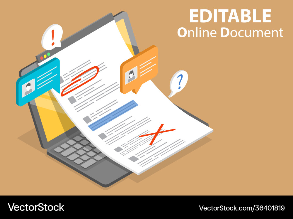 Editable Document Text Editing Vector Image