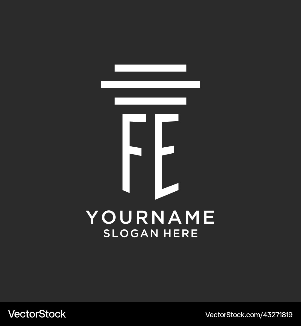 Fe initials with simple pillar logo design Fe initials with simple pillar logo design Vector Image
