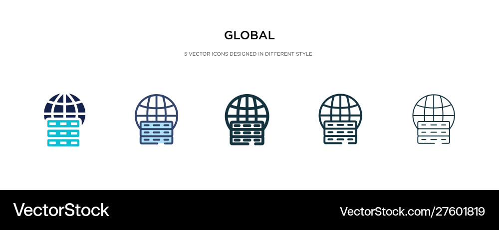 Global icon in different style two colored vector image