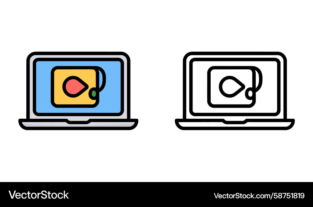 Laptop with Play Button Icon Vector Image