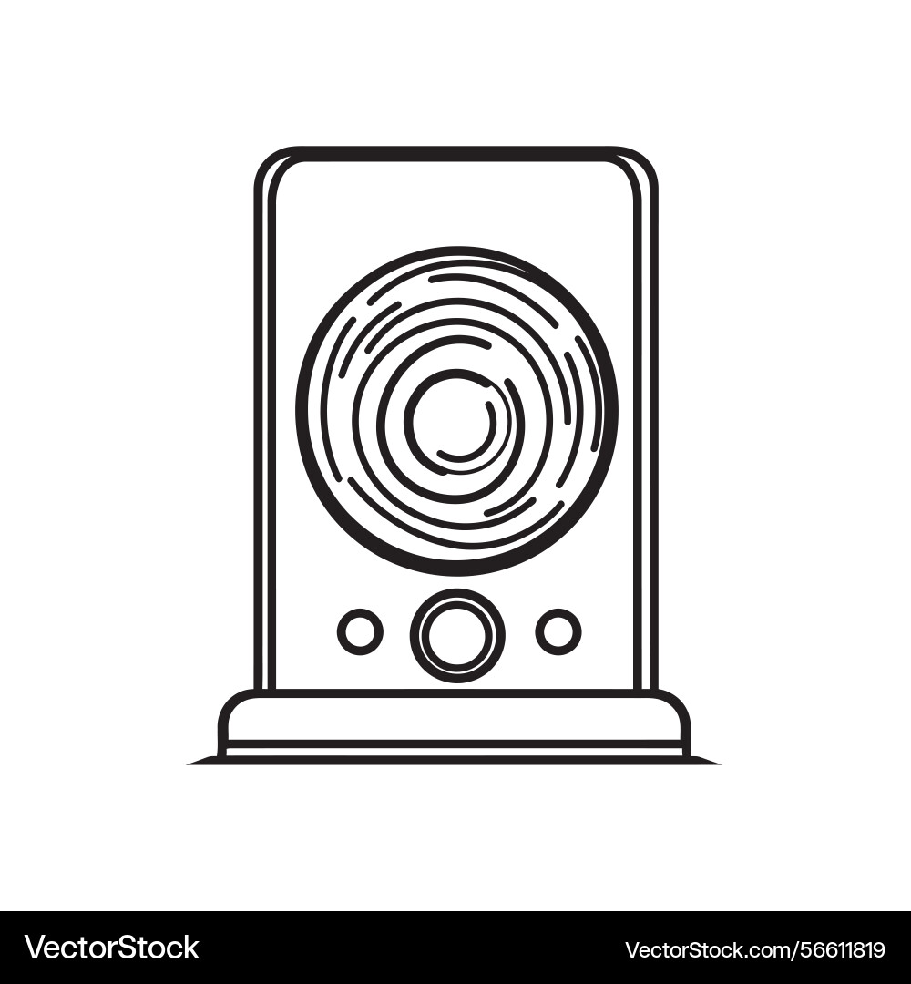 Line art speaker with buttons on transparent vector image