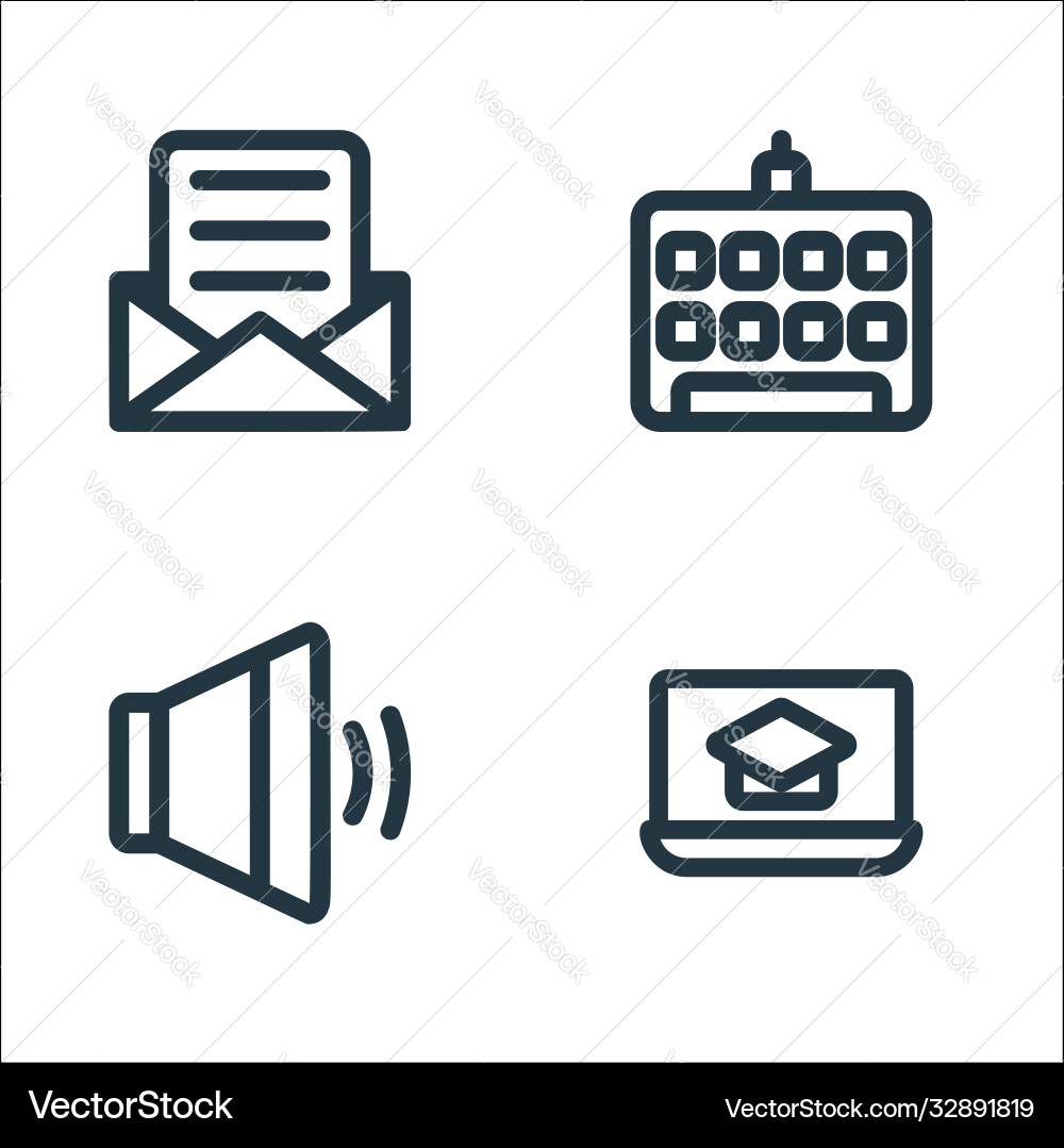 Online learning line icons linear set quality Online learning line icons linear set quality vector image