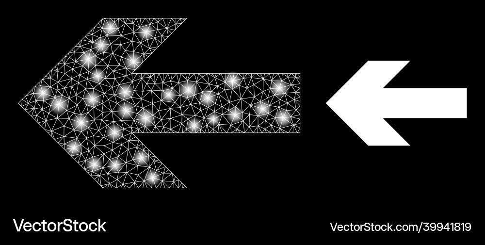 Polygonal 2d mesh left arrow direction with light Polygonal 2d mesh left arrow direction with light Vector Image