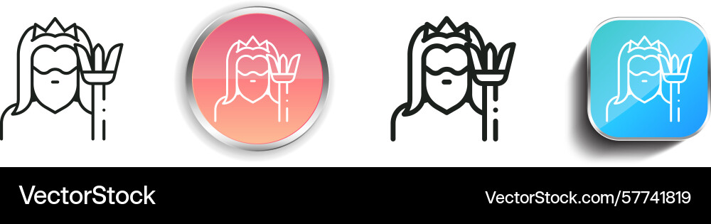 Poseidon icon thin linear regular and button Poseidon icon thin linear regular and button vector image