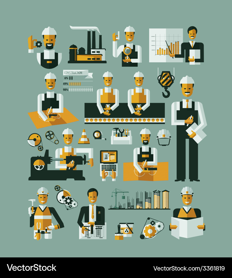 Production Workflow Icons - Factory Process vector image