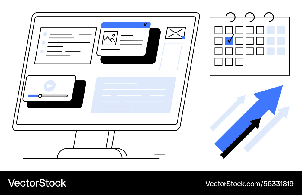 Productivity Dashboard with Task Management Vector Image