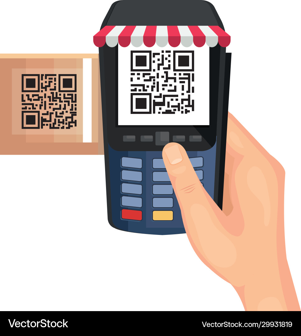 Qr code inside dataphone design vector image